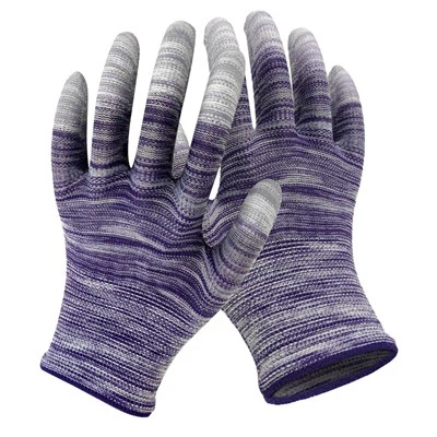 줄무늬 PU 회색 손가락 코팅 장갑